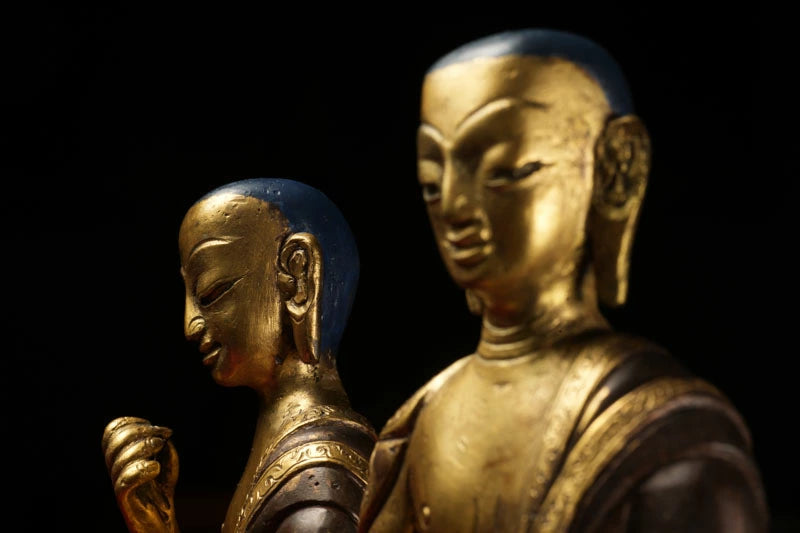 舎利弗と目連（釈迦二大弟子）銅造鍍金仕上げ