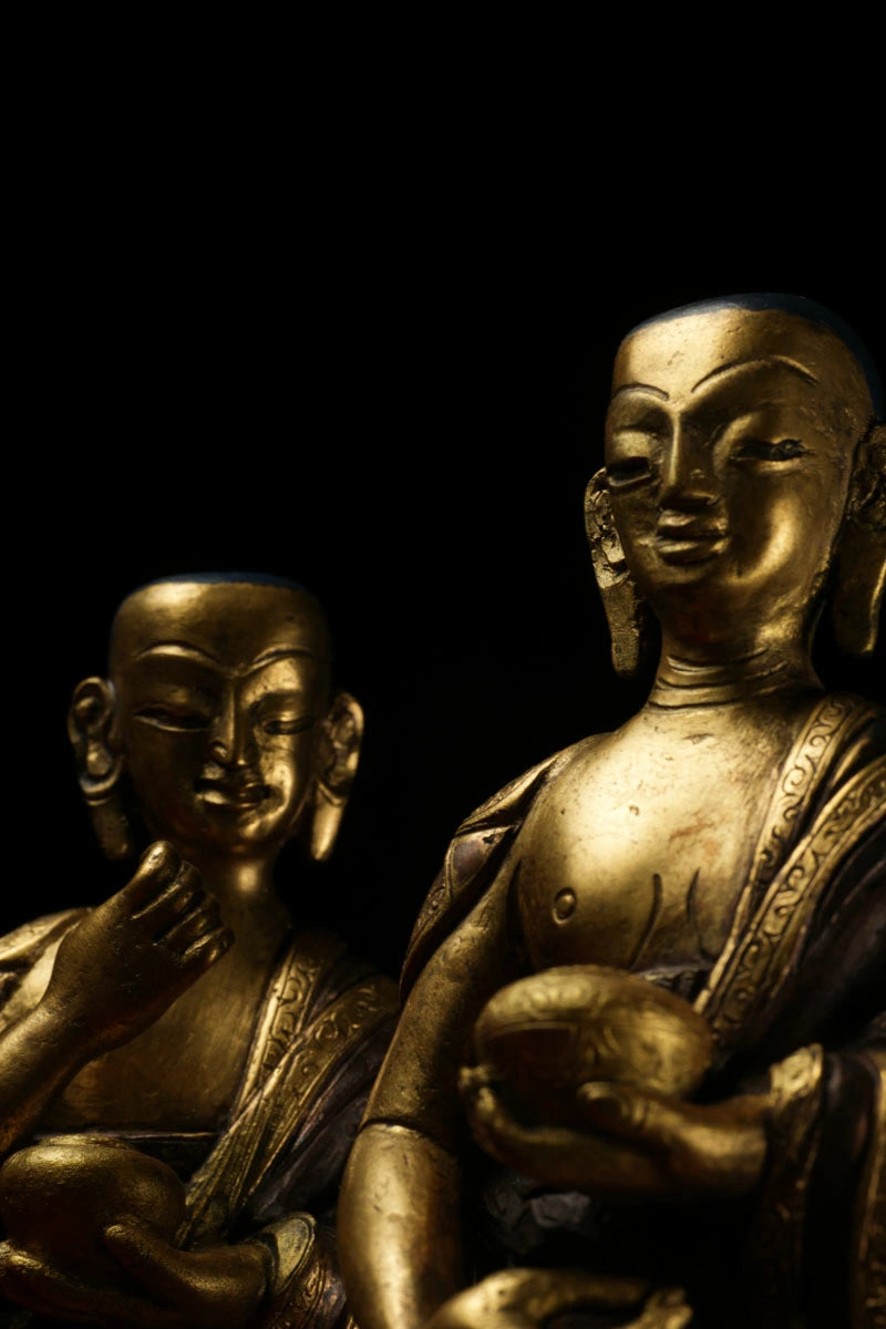 舎利弗と目連（釈迦二大弟子）銅造鍍金仕上げ