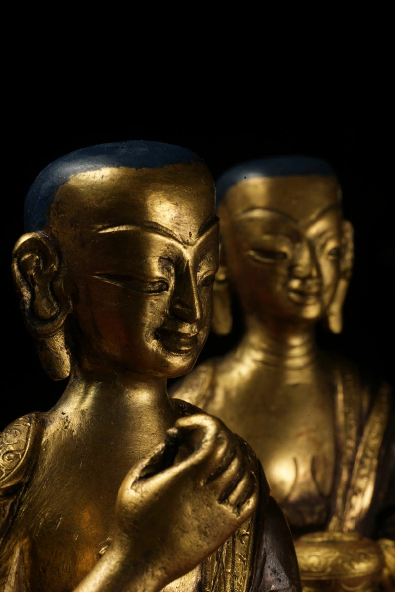舎利弗と目連（釈迦二大弟子）銅造鍍金仕上げ