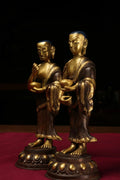 舎利弗と目連（釈迦二大弟子）銅造鍍金仕上げ