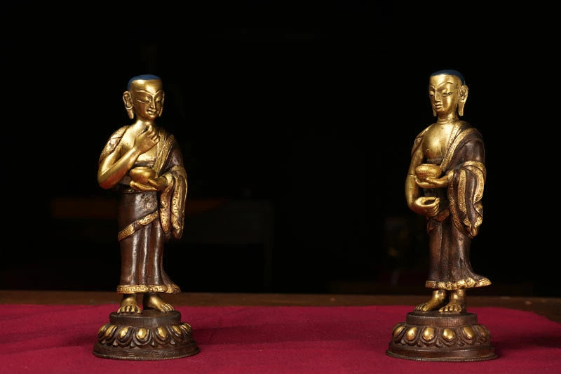 舎利弗と目連（釈迦二大弟子）銅造鍍金仕上げ